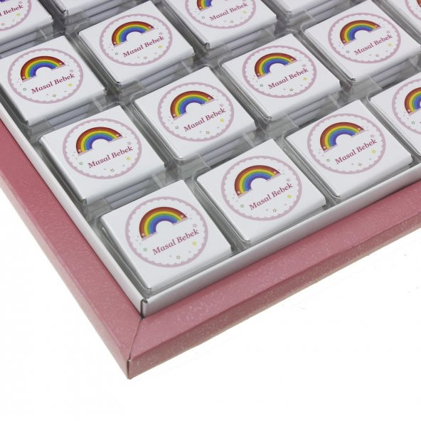 72 Adet (500gr.) İsim Etiketli Gökkuşağı Bebek Çikolata - 10