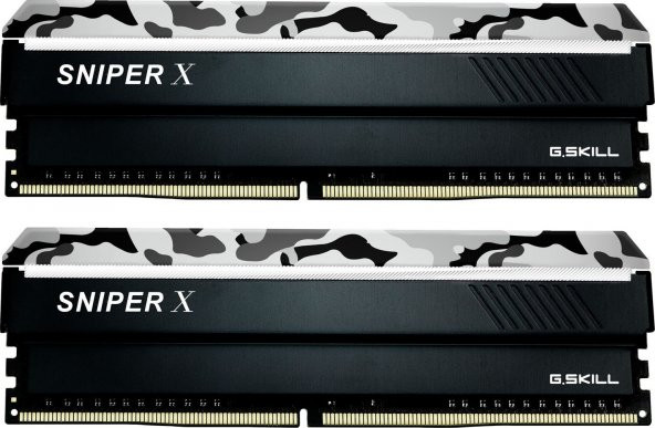GSKILL SniperX 16GB (2X8) DDR4-3200Mhz CL16 Gri Kamuflaj 1.35V (F4-3200C16D-16GSXWB) - 2