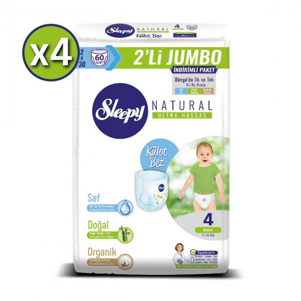 Sleepy Natural Külot Bez 4 Beden Maxi 4X2li Jumbo 240 Adet 7-14 Kg - 2