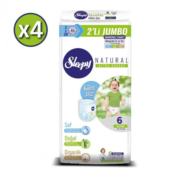 Sleepy Natural Külot Bez 6 Beden Xlarge 4X2Lİ Jumbo 160 Adet - 2