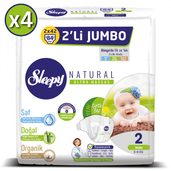 Sleepy Natural Bebek Bezi 2 Beden Mini 4X2Lİ Jumbo 336 Adet - 2