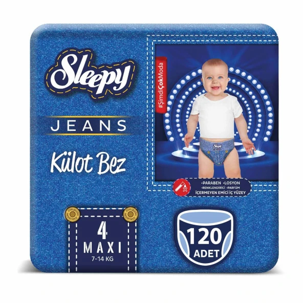 Sleepy Jeans Külot Bez 4 Beden Maxi 4'lü Jumbo 120 Adet (7-14 Kg)