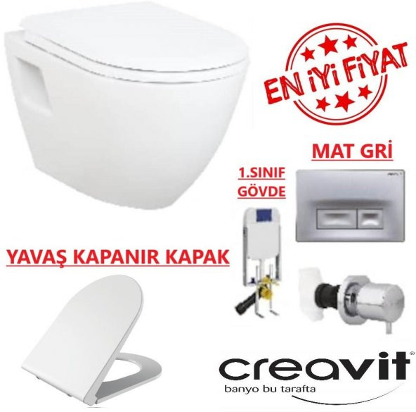 Creavit GR5001 Gömme Rezervuar - TP325 Asma Klozet 5li Set YAVAŞ