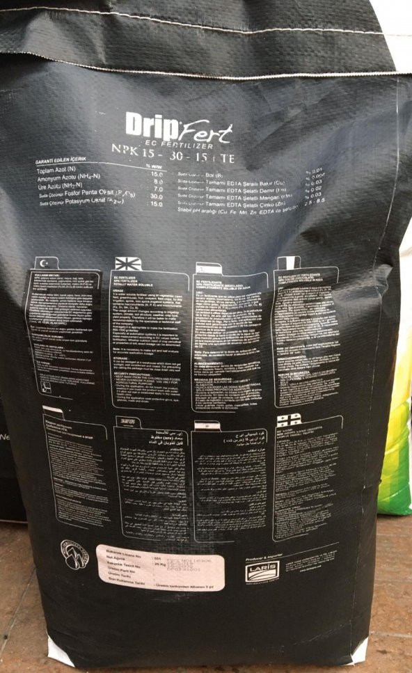 Laris Drip Fert NPK 15 - 30 - 15 Azot, Fosfor, Potasyum ve Mikro Element İçeren Damla Sulama ve Taban Gübresi 25 Kg. - 3