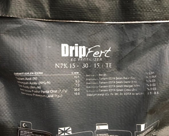 Laris Drip Fert NPK 15 - 30 - 15 Azot, Fosfor, Potasyum ve Mikro Element İçeren Damla Sulama ve Taban Gübresi 25 Kg. - 4