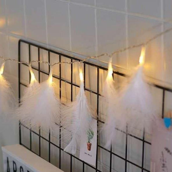 Dekoratif Kuş Tüyü Led Işık Şerit Abajur Yatak Odası Gece Lambası - 6