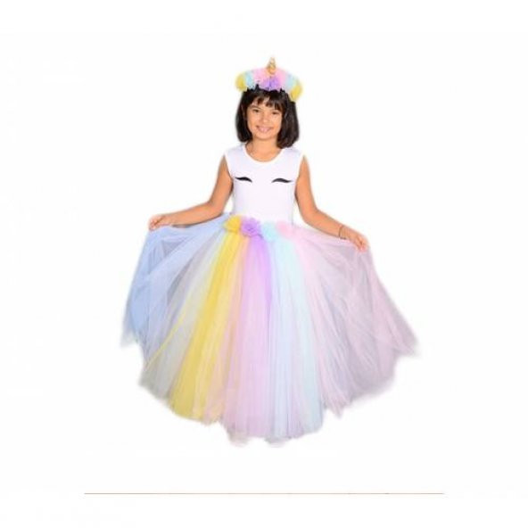 Renkli Unicorn Çocuk Kostümü - Unicorn Kız Çocuk Kostümü - Unicorn Kostümü