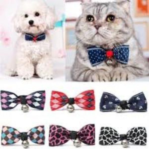 Kedi Köpek Papyonu Çıngıraklı Boyun Tasması Papyon Tasma Künye - 3