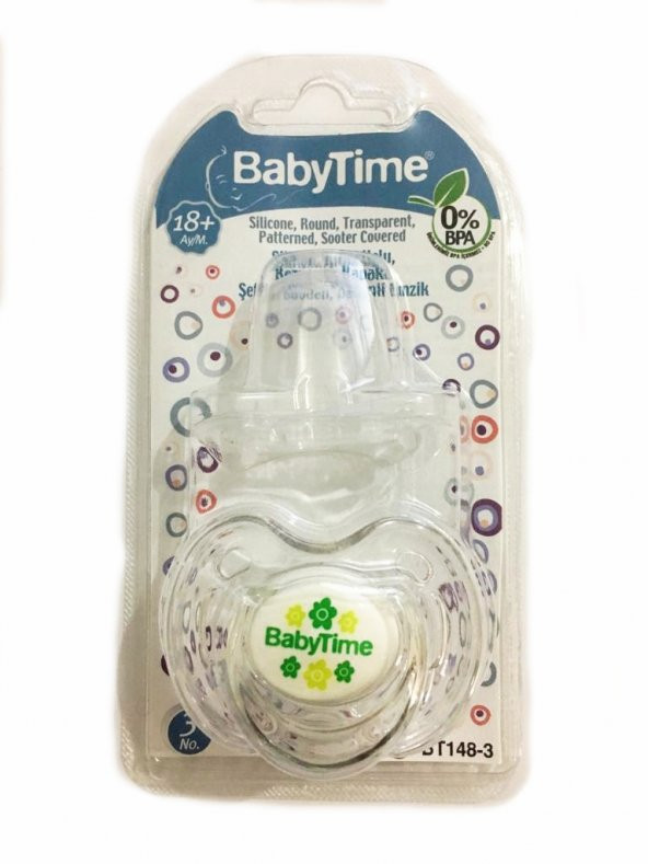 Baby Time Kiraz Uçlu Şeffaf Gövdeli Koruma Kapaklı Emzik 18+ Ay BT148-3 Yeşil