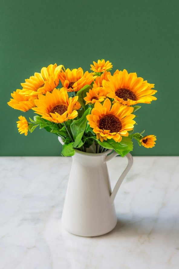İtalyan Saksıda Sun Flower Yapay Çiçek