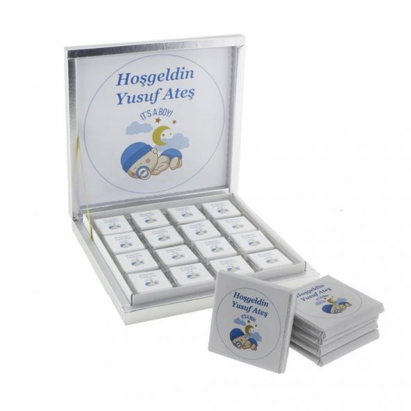 48 Adet İsim Etiketli Uyuyan Bebek Madlen Çikolata