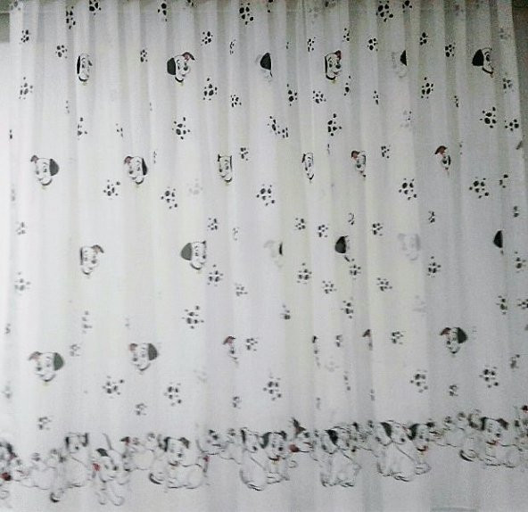 Brillant Çocuk Odası için Tül Perde-Sevimli Köpek yavruları motifli