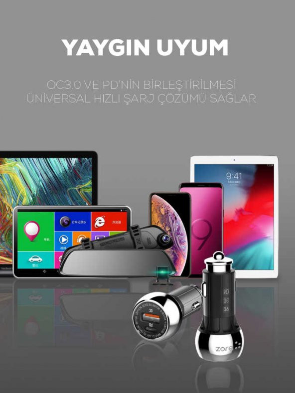 Zore ZR-C1 Type-C 2 in 1 Araç Şarj Seti - 10