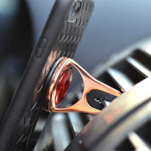 Telefon Standı Olabilen 360 Dönebilen Araç Telefon Tutucu Kırmzı - 6