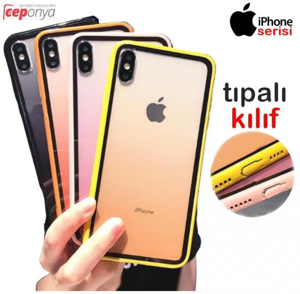 iPhone 7-8 Renk Geçişli Tıpalı Kenarları Renkli Silikon Kılıf