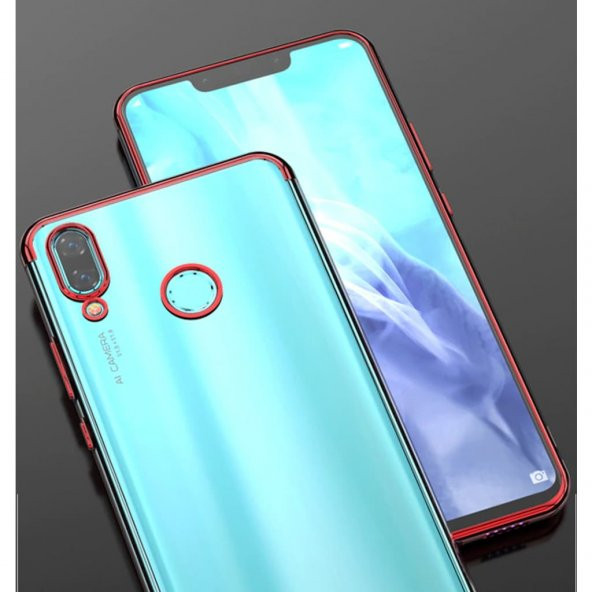 Huawei P Smart 2019 Köşeleri Renkli Şeffaf Kamera Korumalı Kılıf - 6