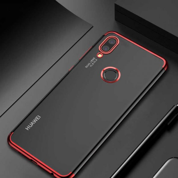 Huawei P Smart 2019 Köşeleri Renkli Şeffaf Kamera Korumalı Kılıf - 9
