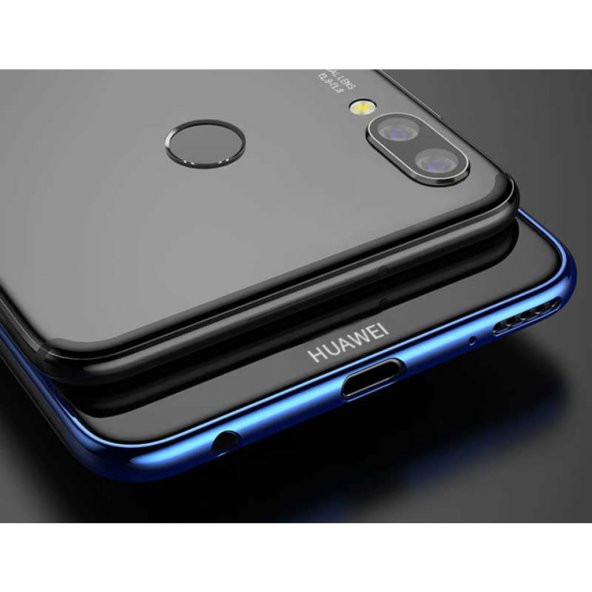 Huawei P Smart 2019 Köşeleri Renkli Şeffaf Kamera Korumalı Kılıf - 12