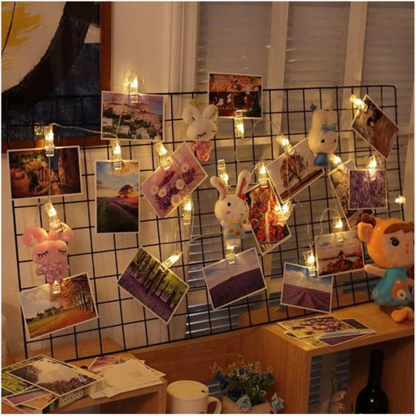 Led Işıklı Fotoğraf Mandalları Dekoratif Resim Askılı Aydınlatma - 2