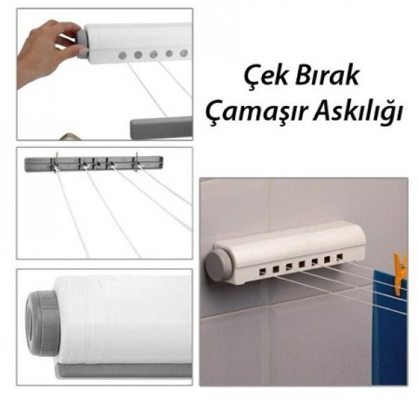 Çek As Çamaşır Kurutma Askısı İpli Çek Bırak Duvar Askısı Kurutma - 3