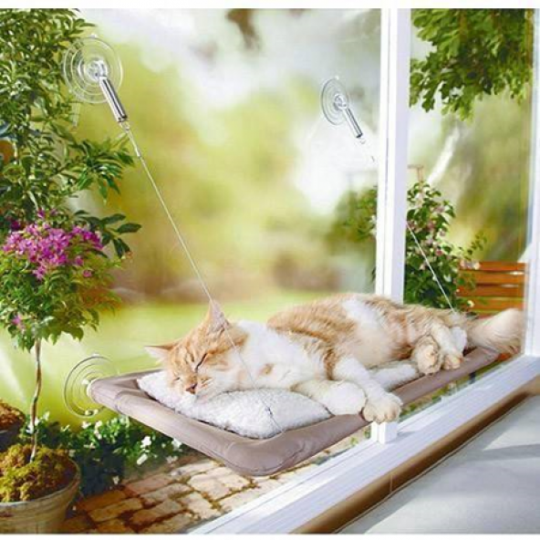 Sunny Seat Cama Asılan Kedi Evi Yatağı Vantuzlu Hamak Uyku Çadırı