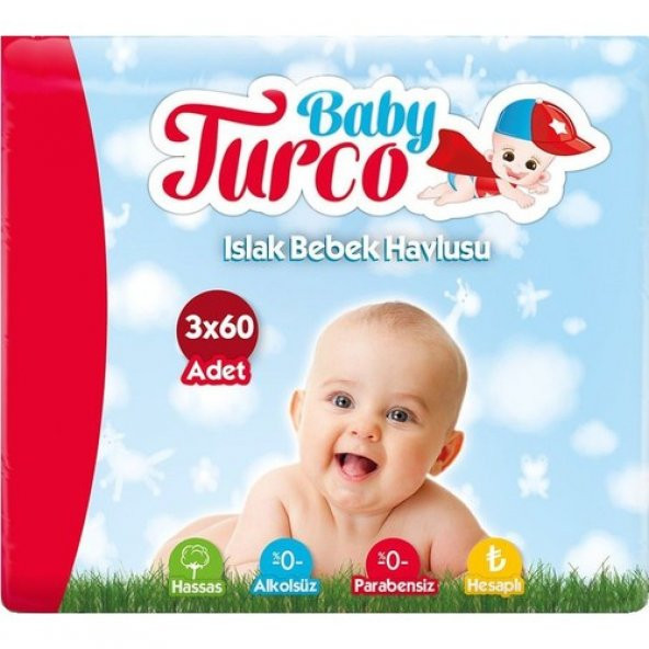 Baby Turco Islak Bebek Havlusu 3x60Adet