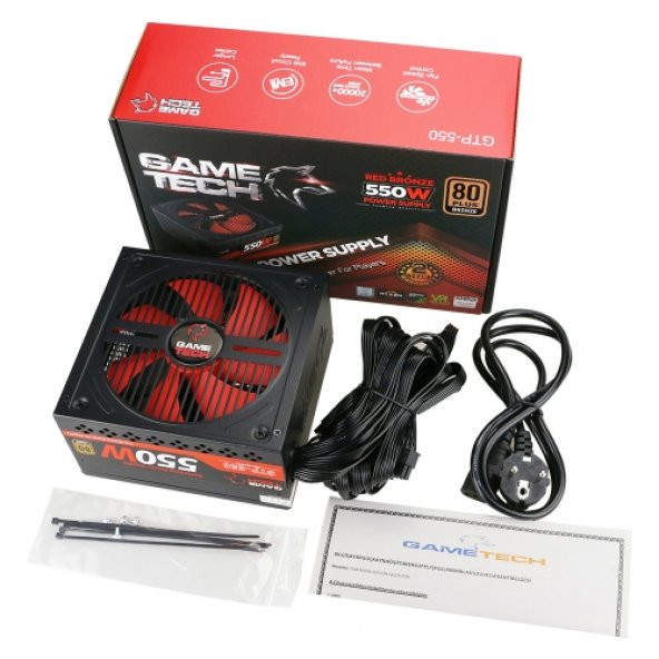 GAMETECH GTP-550 550W 80 Plus Bronze Power Supply Pc Güç Kaynağı ( 140mm Sessiz Akıllı Fan ) - 2