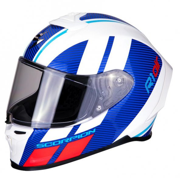 Scorpion EXO R1 Air Corpus Spor Motosiklet Kaskı (Beyaz Mavi Kırımızı)