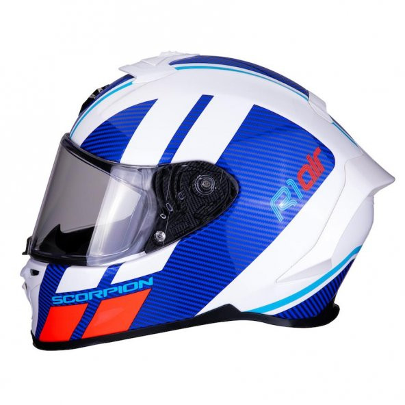 Scorpion EXO R1 Air Corpus Spor Motosiklet Kaskı (Beyaz Mavi Kırımızı) - 3