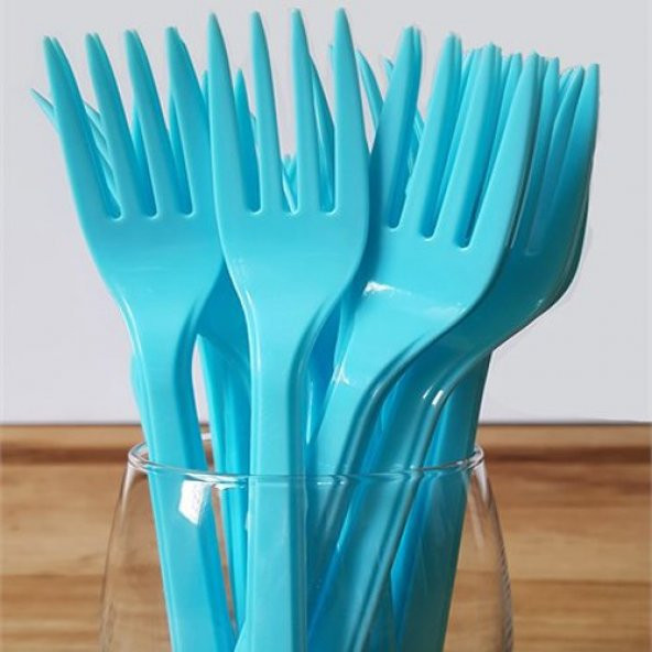 Mavi Plastik Çatal 18 Cm-25 Adet - 2