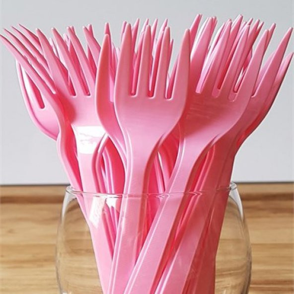 ROLL-UP PEMBE PLASTİK ÇATAL 18 cm-25 Adet - 2