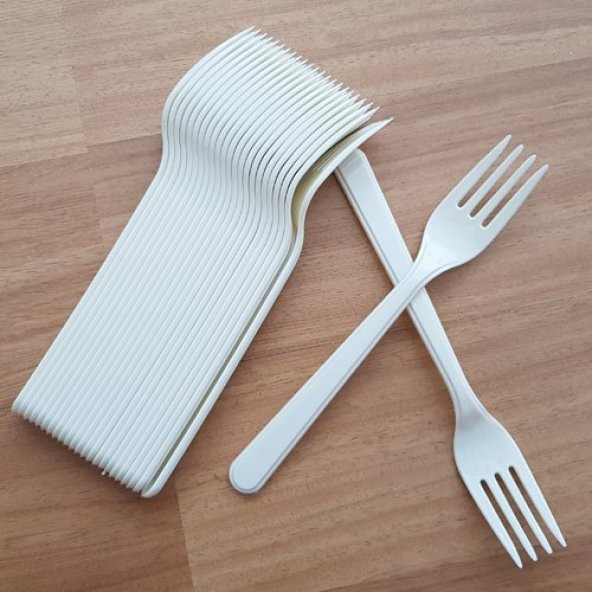 ROLL-UP KREM PLASTİK ÇATAL 18 cm-25 Adet - 3