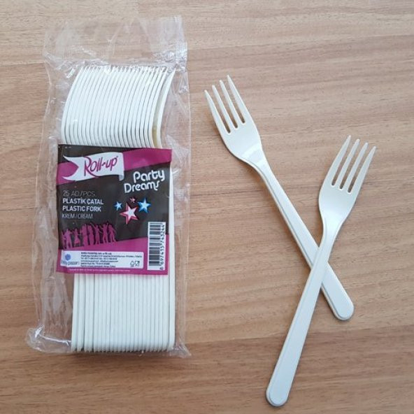 ROLL-UP KREM PLASTİK ÇATAL 18 cm-25 Adet - 4