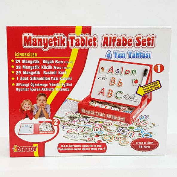 MANYETİK TABLET ALFABE SETİ YAZI TAHTASI 98 PARÇA - Resim 4