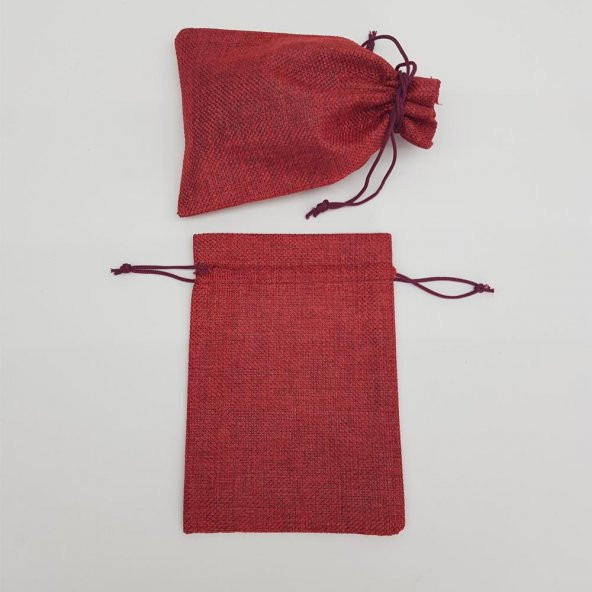 Jüt Keten İpli Çuval Kese Çanta 11x16 Cm. - 5 Adet - 11