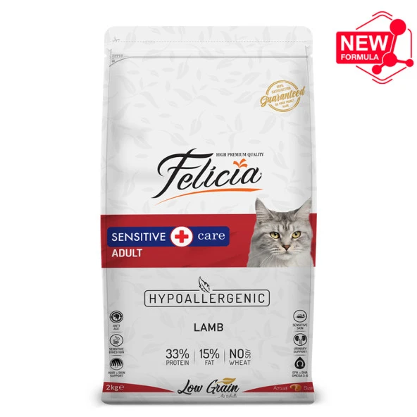 Felicia 2 Kg Kuzulu Az Tahıllı Yetişkin Kedi Maması HypoAllergenic Kedi Maması - 4