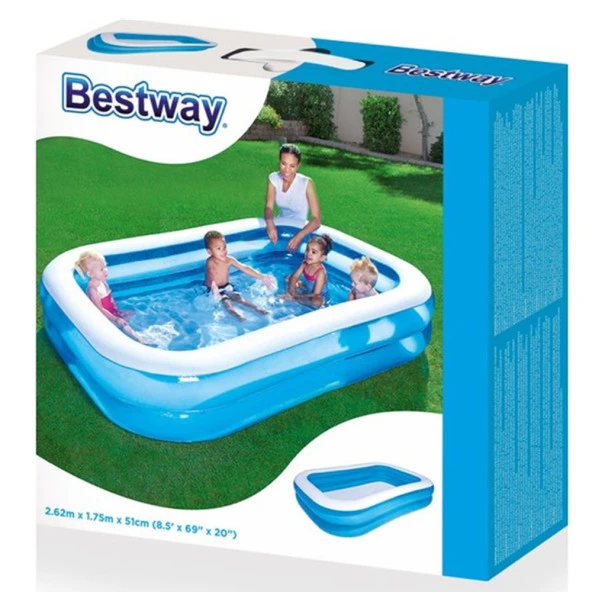 BESTWAY JUMBO DİKDÖRTGEN AİLE HAVUZU 2.62m x 1.75m x 51 Cm - Resim 5