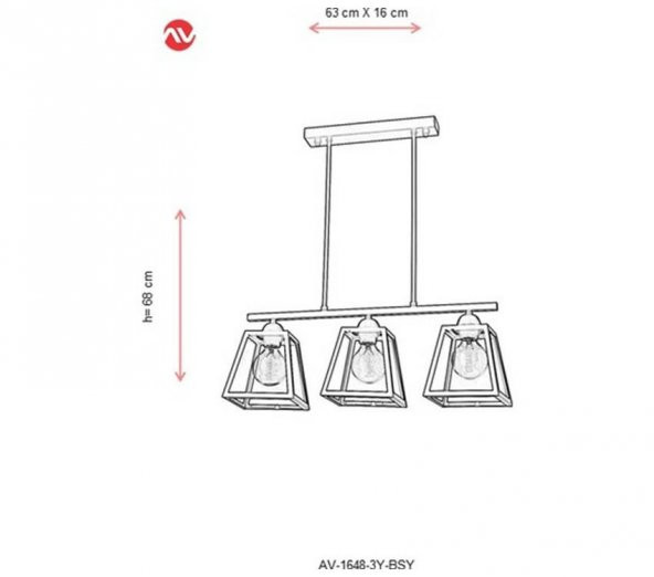 Avonni AV-1648-4BSY Siyah Boyalı Modern Avize - 2