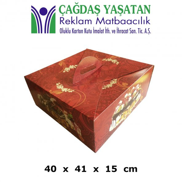 Büyük Kırmızı Yaş Pasta Kutusu (100 Adet ) - 085
