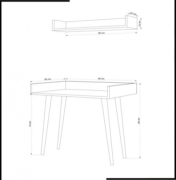 My Mob Ballony Beyaz Çalışma Masası - 4