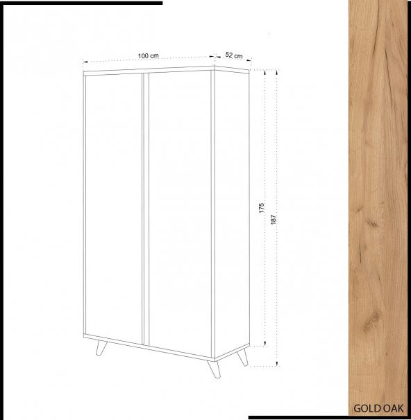 My Mob Ajumma 2 Kapaklı Gardırop - Meşe Beyaz - 3