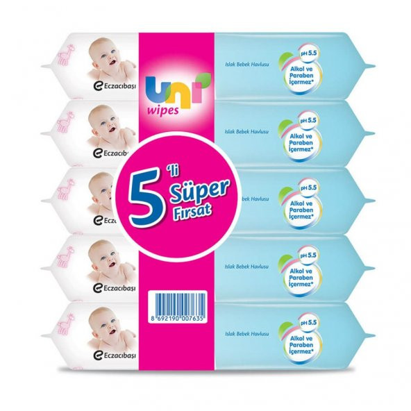 Uni Baby Wipes Islak Havlu 5li Süper Paket