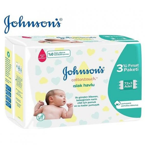 Johnsons Baby Cotton Touch Islak Havlu Parfümsüz 72 x 3lü Paket