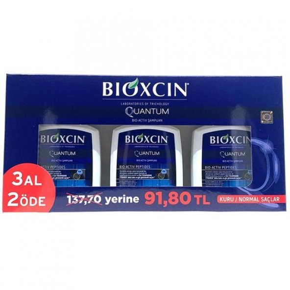 Bioxcin Quantum Kuru ve Normal Saçlar 300 ml 3 Al 2 Öde Şampuan