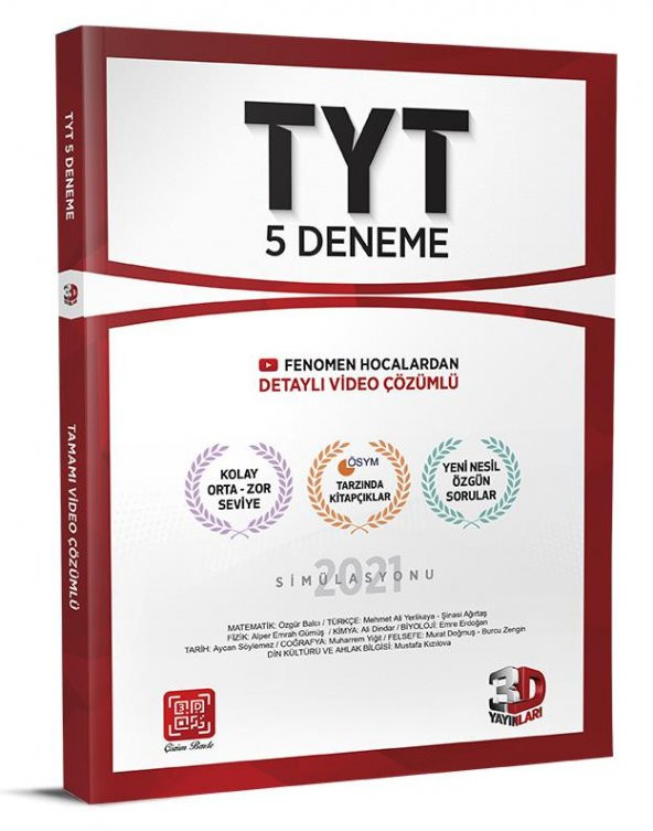 3D Yayınları TYT 5 li Tamamı Video Çözümlü Deneme 2021 - 1