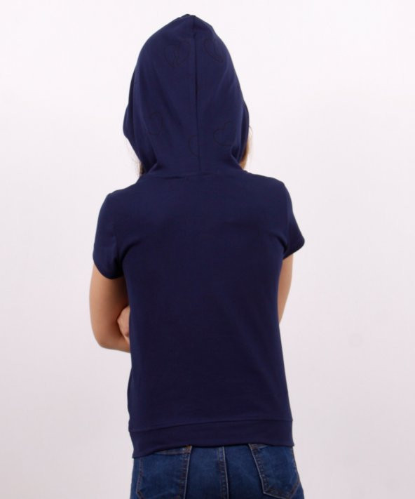 Toontoy Kız Çocuk Kapüşonlu Varak Baskılı Tişört - 2