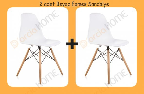 Dorcia Home - Eames Sandalye - BEYAZ - 2 Adet