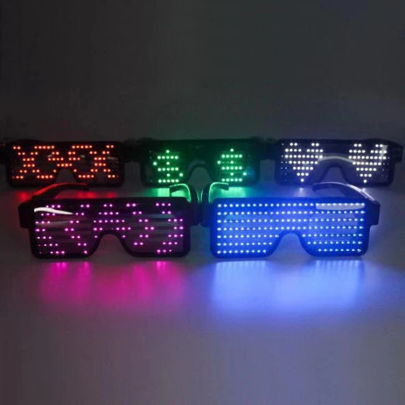 Yeşil Led Işıklı Şarjlı Parti Gözlüğü Kablosuz Yılbaşı Düğün Eğlence HJ-LRG01 - 2
