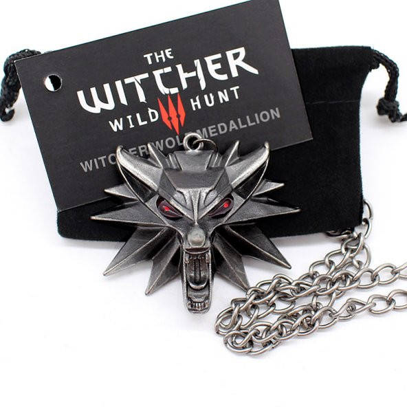 The witcher 3 kolye kurt kafası kolye 1 torba 1 kart orijinal