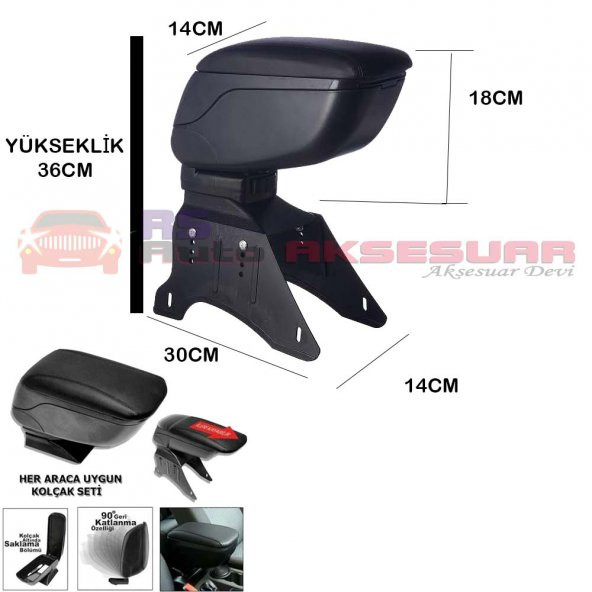 ÜNİVERSAL KIZAKLI-SÜRGÜLÜ KOL DAYAMA KOLÇAK-OTO KOLÇAK SİYAH